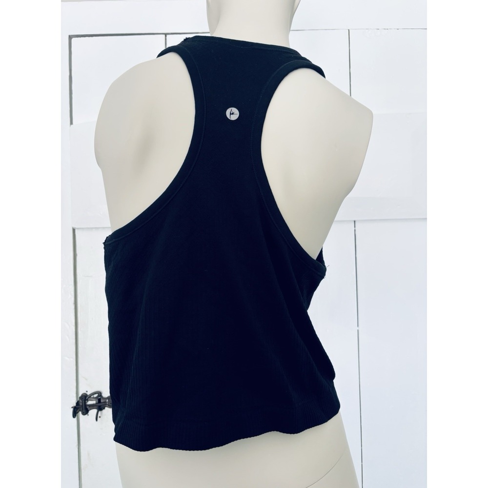 90 Degree by Reflex Womens XL Black Seamless Ribbed Racerback Crop Tank Top - Picture 2 of 7